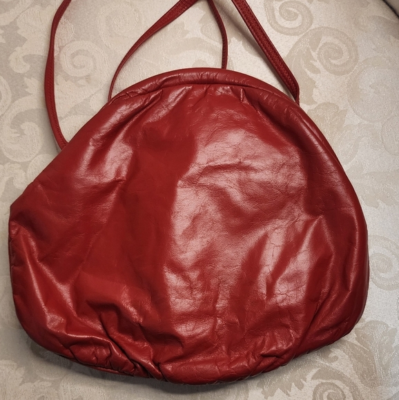 PIERRE MISHAEL Vintage 80s Red Leather Snake Print Crossbody Bag – Rare Sculptur - Picture 8 of 13